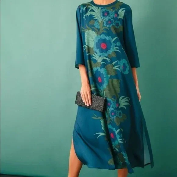 Tuckernuck | Dresses | Tuckernuck Jamie Midnight Garden Blue Floral Midi  Dress Size Large | Poshmark